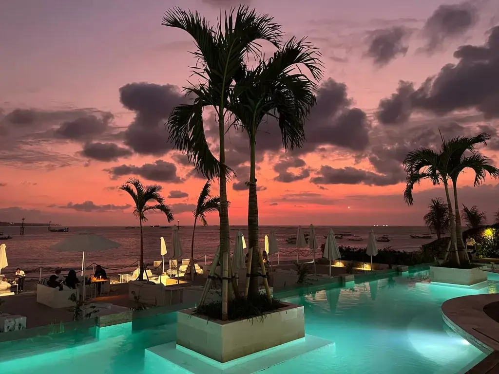 azure beach restaurant, beach front restaurant, bali sunset