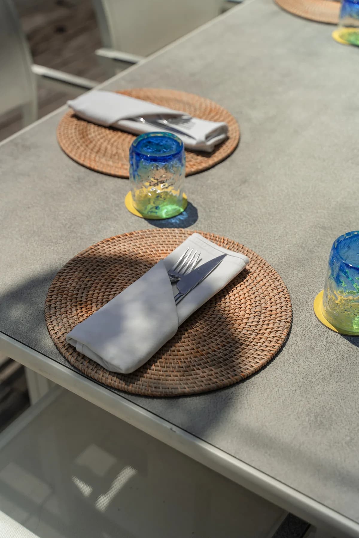 A table prepared at Azure Beach Restaurant by Pronoia